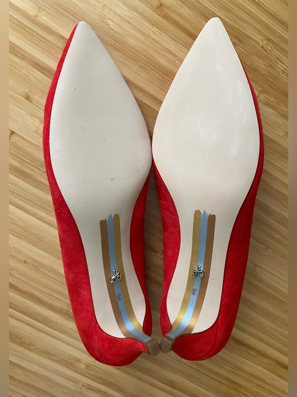 Sam Edelman Red Suede Pointed-Toe Heels Size 8 Never Worn - Picture 3 of 4